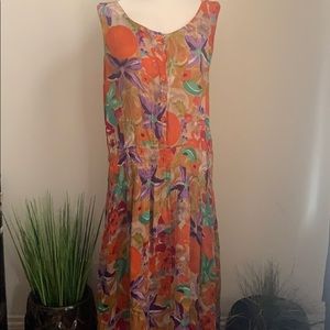 VINTAGE 80s 90s Floral Drop Waist Dress
